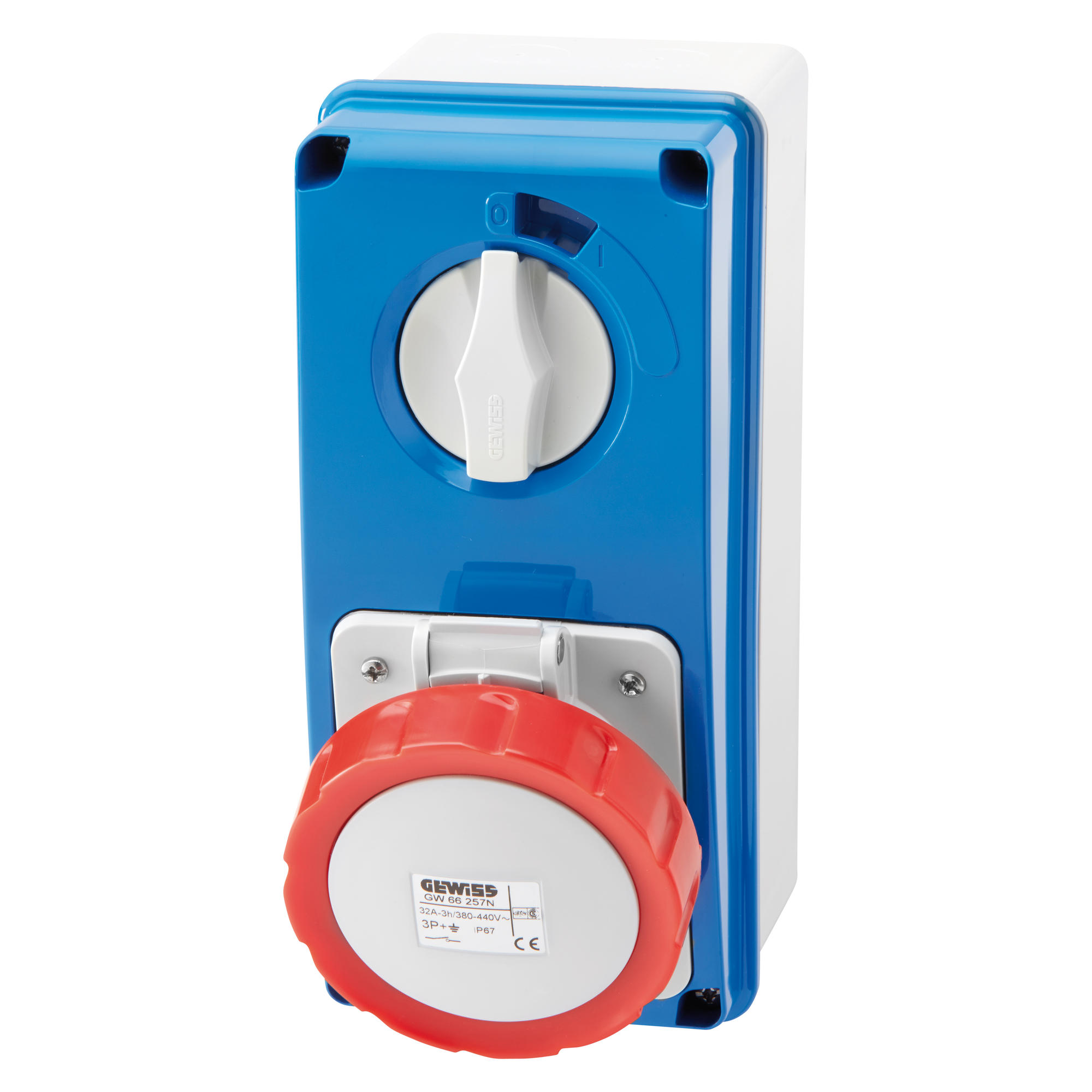 Base Vertical Industrial 3P+N+T 32A 400V 6H IP67 GW66220N — Gewiss — Gewiss
