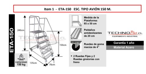 Escalera Tipo Avion 2.40 MT 150kg ETA-150 — Magna — Magna