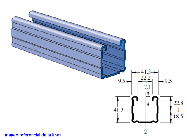 Perfil 41x41x3000x1.9mm (PG) P1100 10PG Unistrut — Unistrut