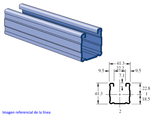 Perfil 41x41x3000x1.9mm (SS) A/INOX P1100-10SS Unistrut — Unistrut