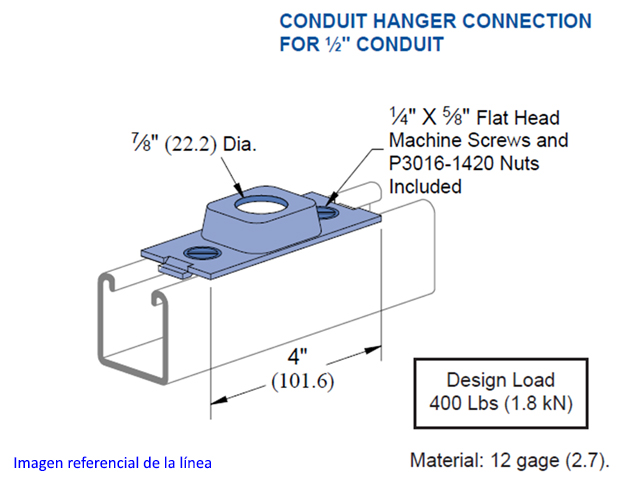 Placa Entrada Conduit 1/2 P-2535 Eg P2535 Eg — Unistrut — Unistrut