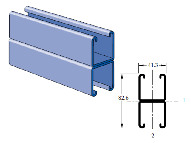 Perfil 41x82x3000x2.7mm GALVANIZADO EN CALIENTE (HG) DOBLE P1001 10HG Unistrut — Unistrut