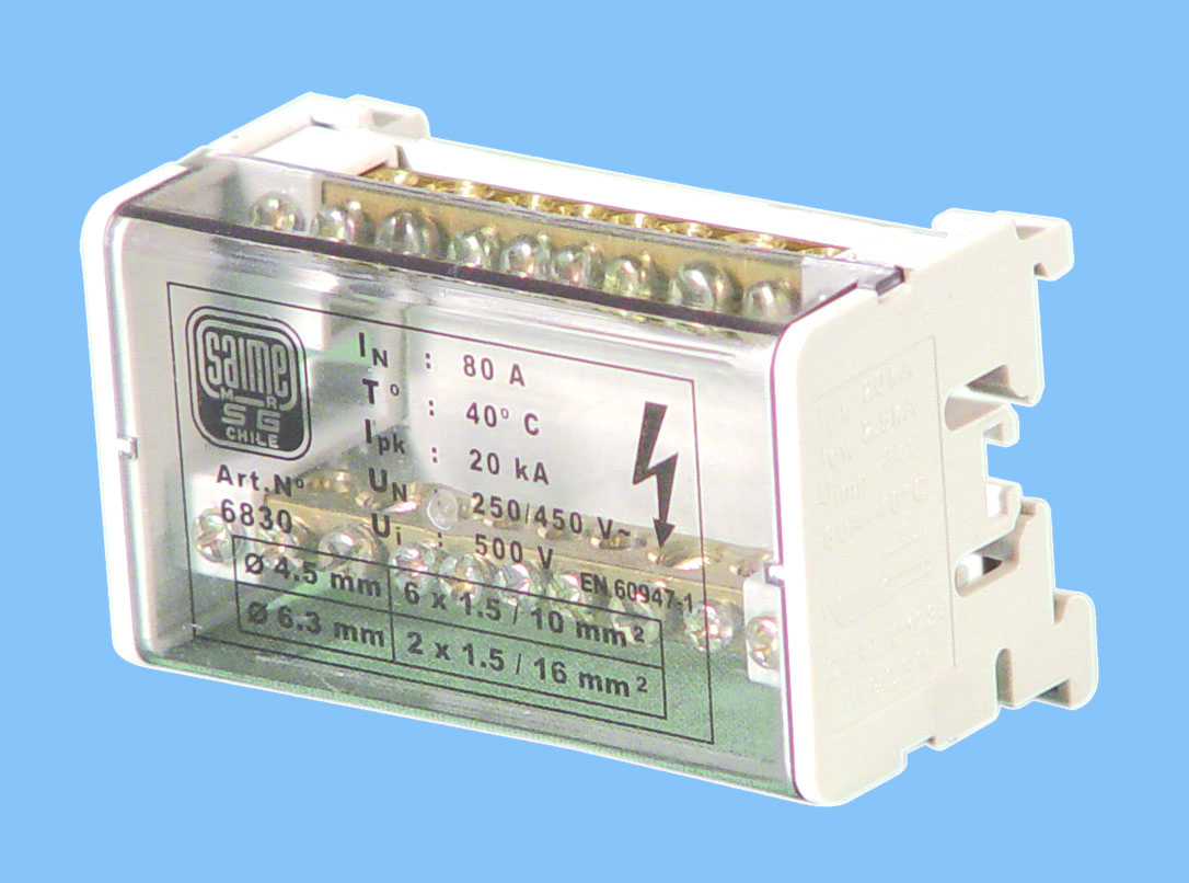 Repartidor Bipolar 80A 2x16+6x10mm² 6830 — Saime — Saime