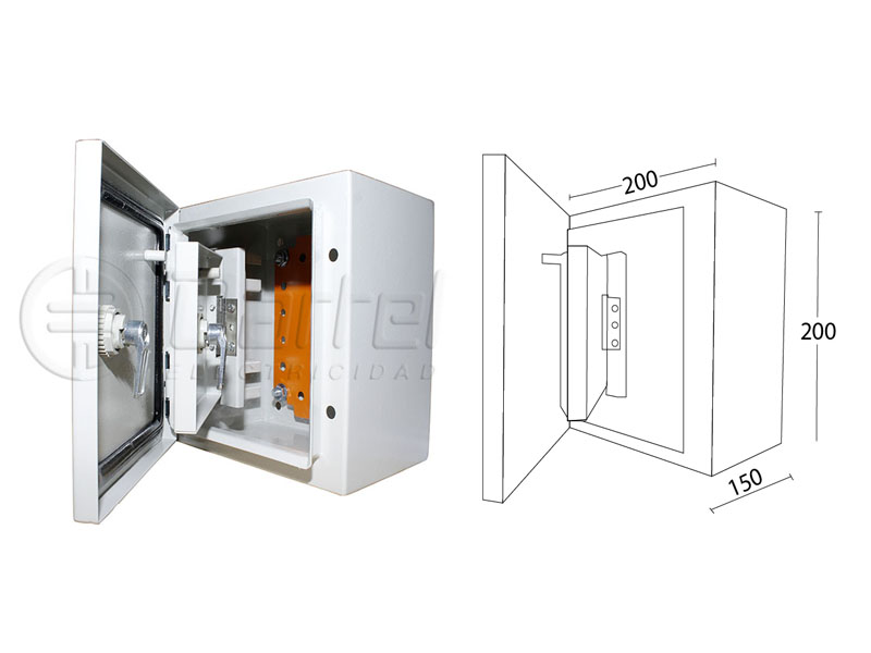 Armario Metalico con Puerta Interior 200x200x150 IP66 Color RAL7035 120221534 — FNX — FNX