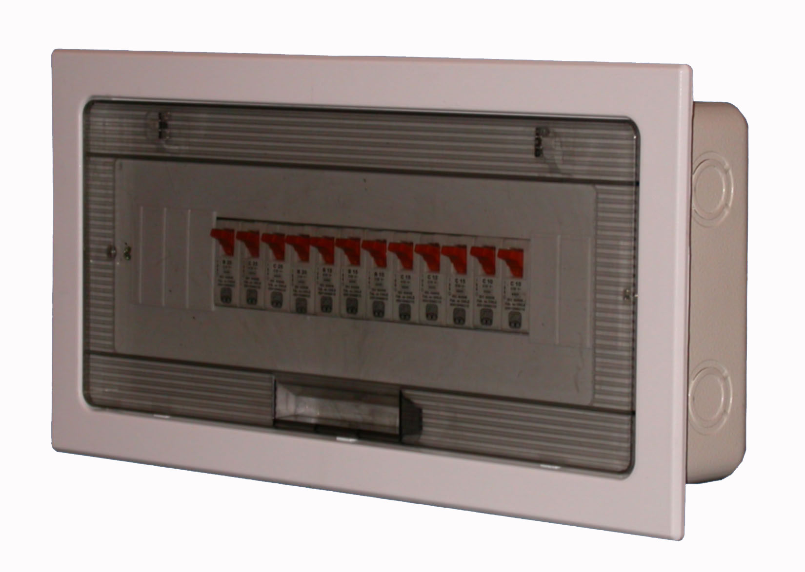 TABLERO MODULAR embutido PUERTA PLASTICA TRANSPARENTE 18 MODULOS DIN CAJA CON CIZALLES ART. 6076-D 6076-D Saime — Saime