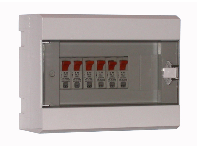 Tablero Modular Plastico de Sobreponer IP41, para 8 Modulos DIN Puerta Transparente Art. 6942-D 6942-D — Saime — Saime