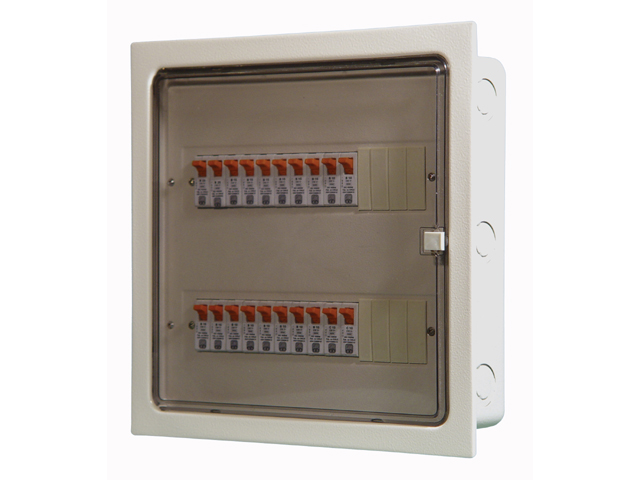 TABLERO MODULAR METALICO embutido 28 MODULOS DIN CAJA CON CIZALLES, PUERTA TRANSPARENTE ART. 6092-D 6092-D Saime — Saime