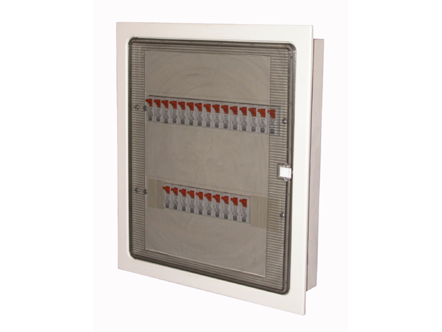 TABLERO MODULAR METALICO embutido 30 MODULOS DIN CAJA CON CIZALLES, PUERTA TRANSPARENTE ART. 6094-D 6094-D Saime — Saime