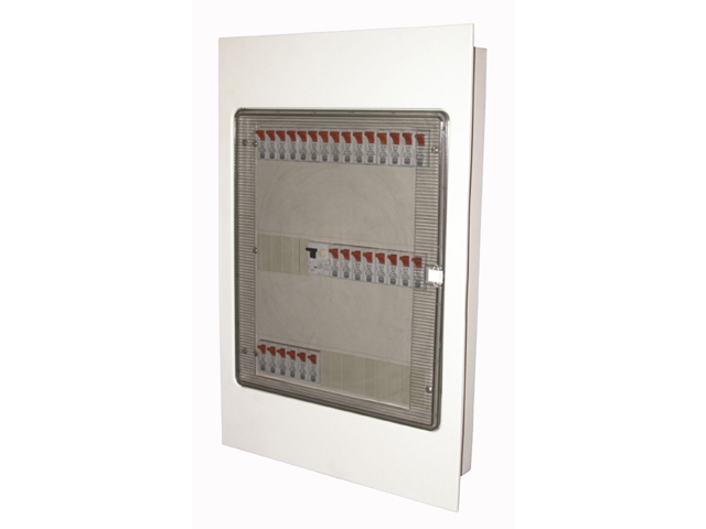TABLERO MODULAR METALICO embutido 45 MODULOS DIN CAJA SIN CIZALLES, PUERTA TRANSPARENTE ART. 6098-DSC 6098-DSC Saime — Saime