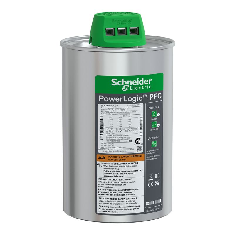 Condensador Varpluscan Hduty 28.5/34.2kVAr 440V 50/60Hz BLRCH285A342B44 — Schneider Electric — Schneider Electric