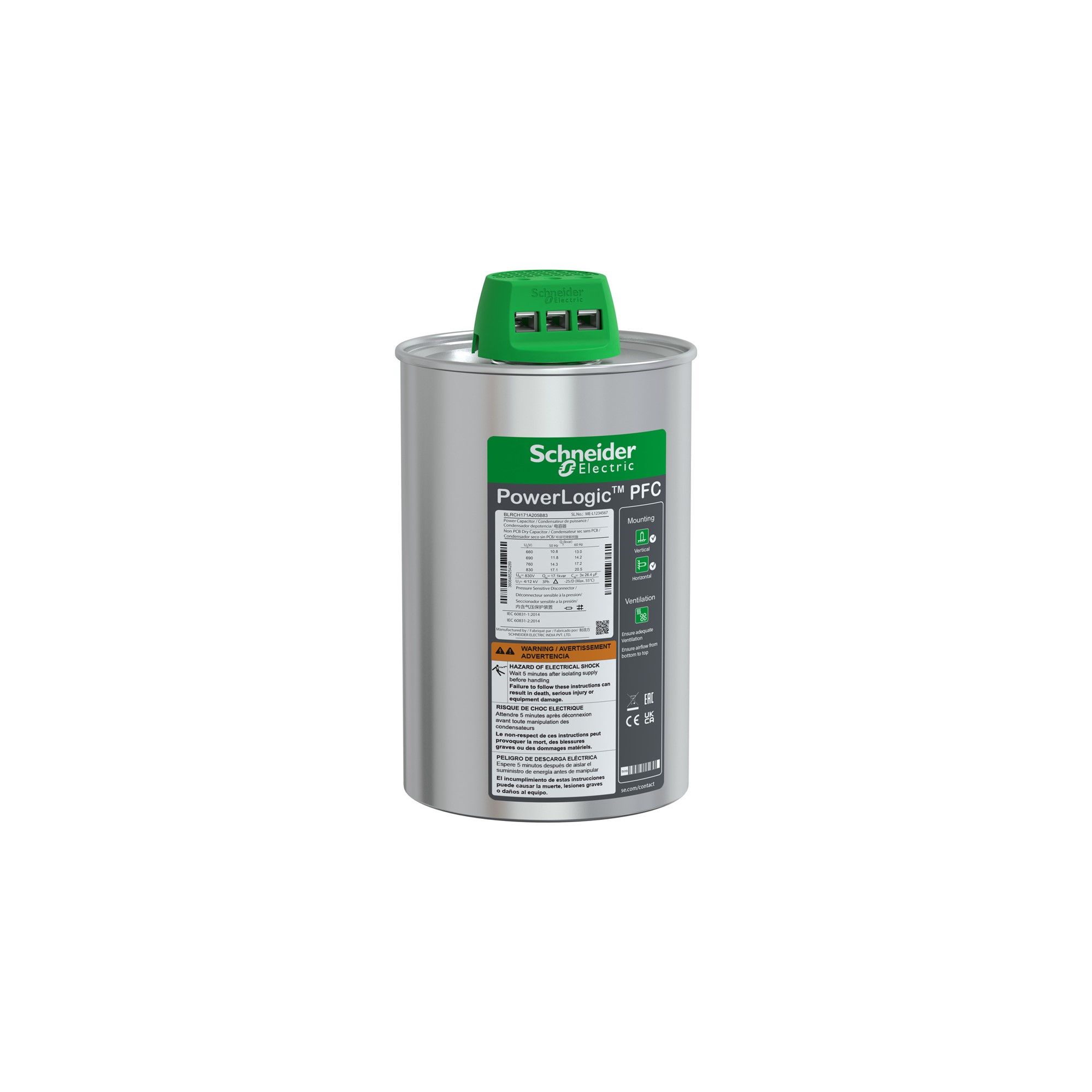 Condensador Hduty 17.1/20.5kVAr 830V 50/60Hz BLRCH171A205B83 — Schneider Electric — Schneider Electric