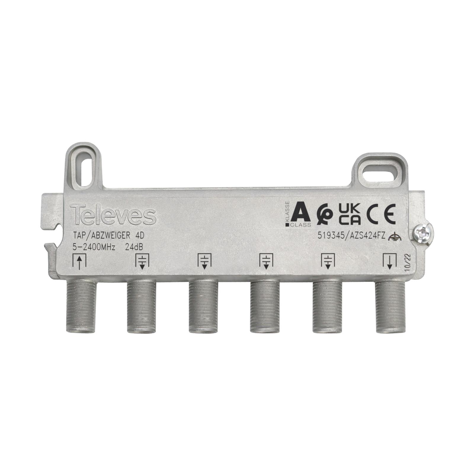 Derivador 5-2400MHz F 4D 24DB Interior con Paso DC (C -Plantas 6-8) 519345 — Televes — Televes