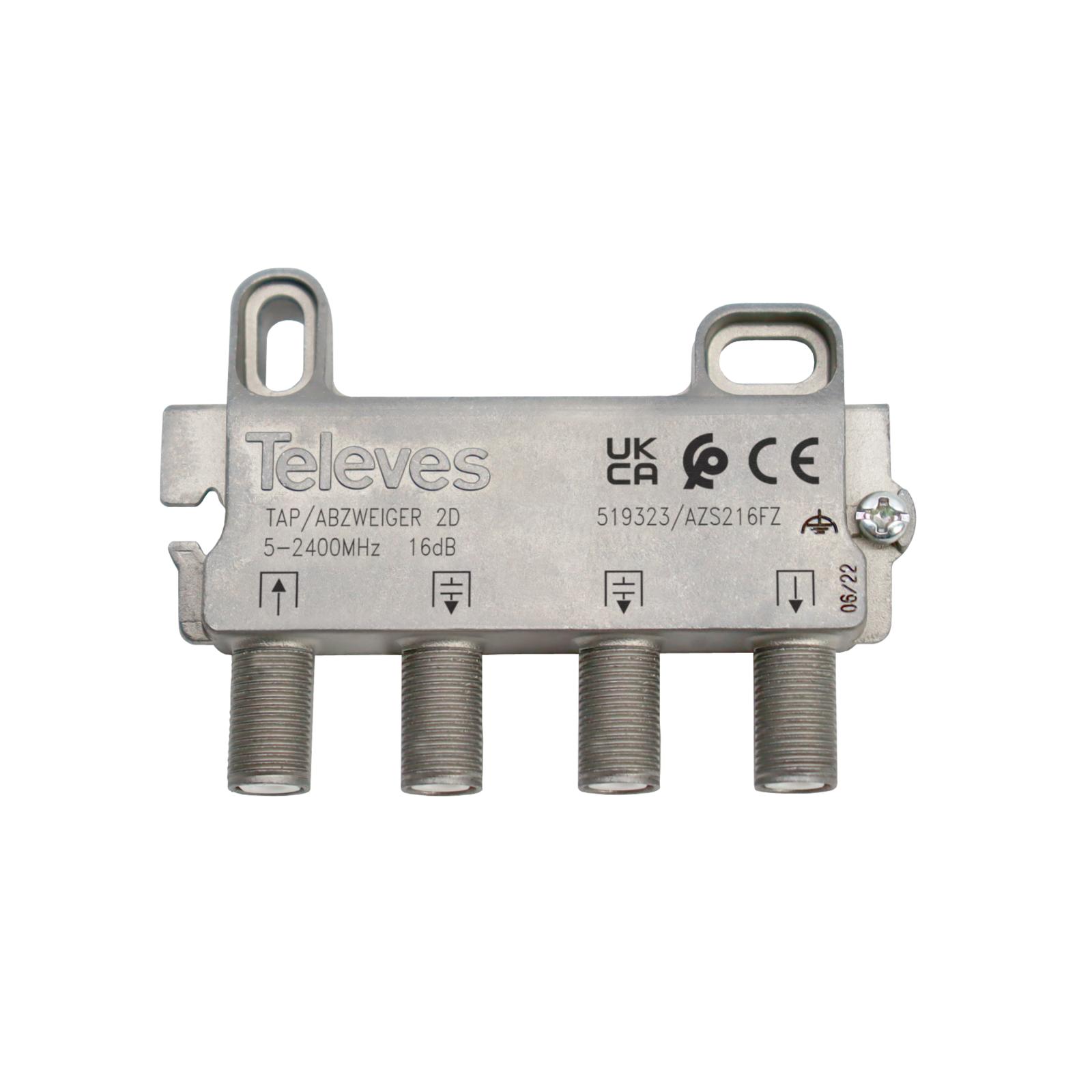 Derivador 5-2400MHz F 2D 15DB Interior Zamak 519323 — Televes — Televes