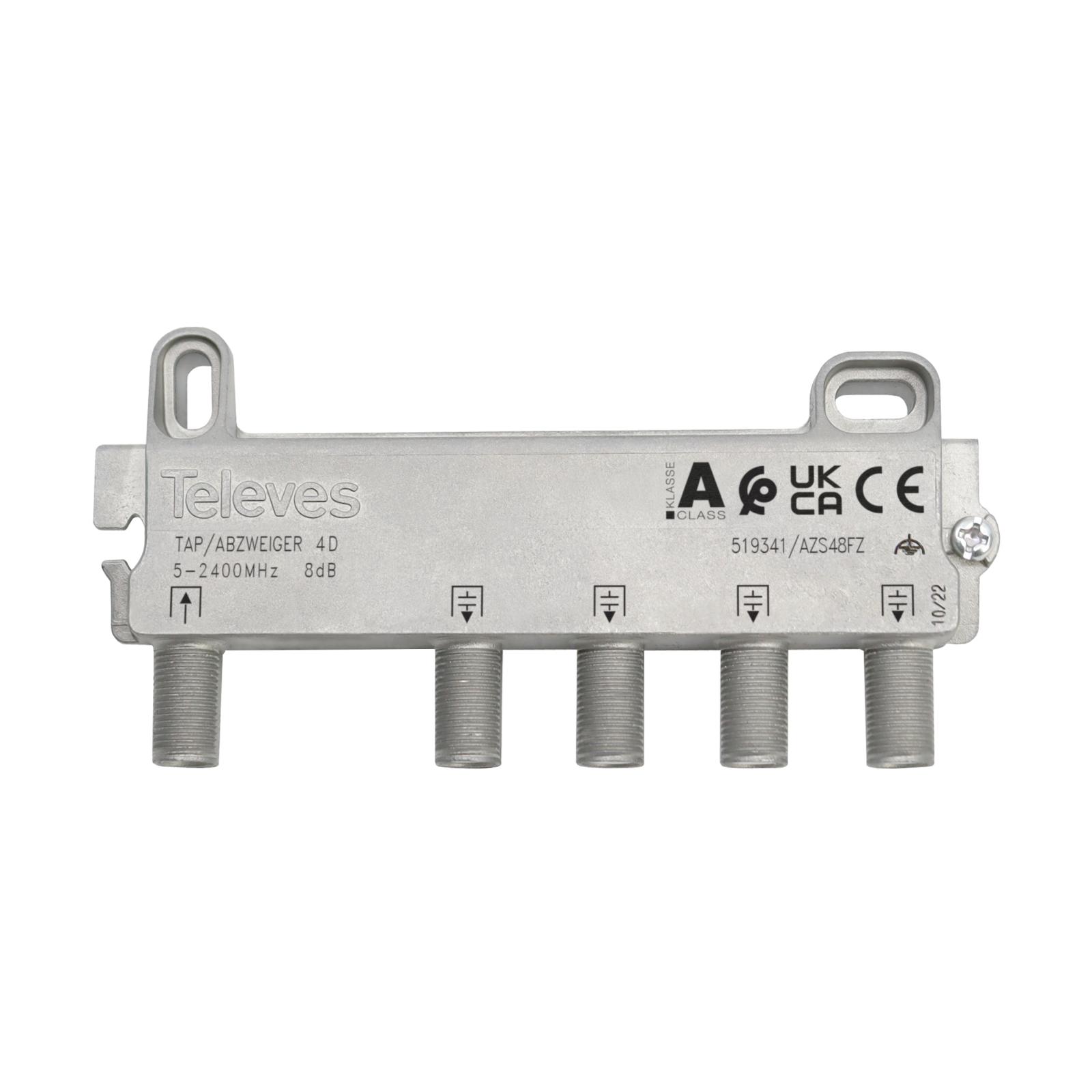 Derivador 5-2400MHz F 4D 16DB Interior Con Paso DC Zamak 519341 — Televes — Televes