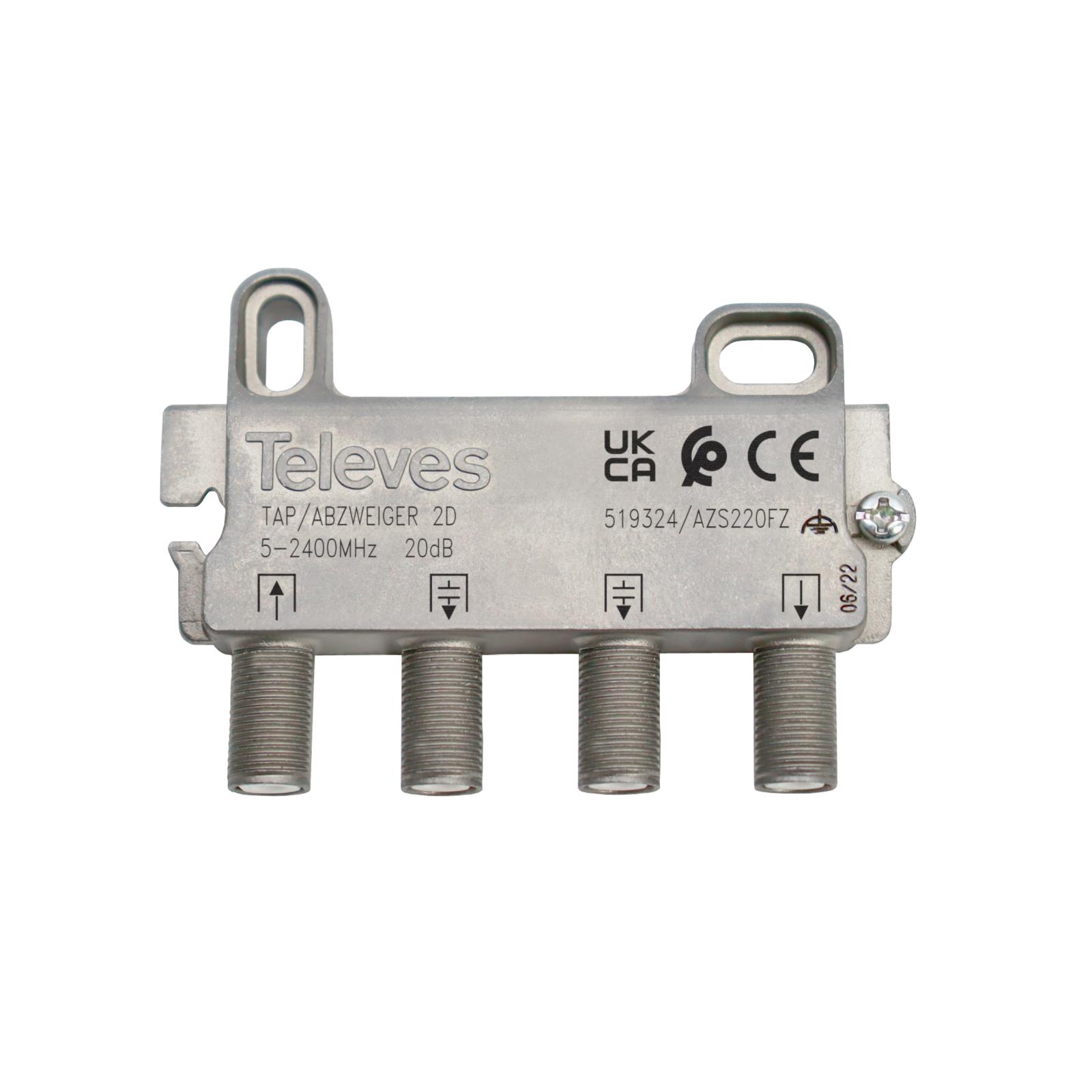 Derivador 5-2400MHz F 2D 18DB Interior Zamak 519324 — Televes — Televes