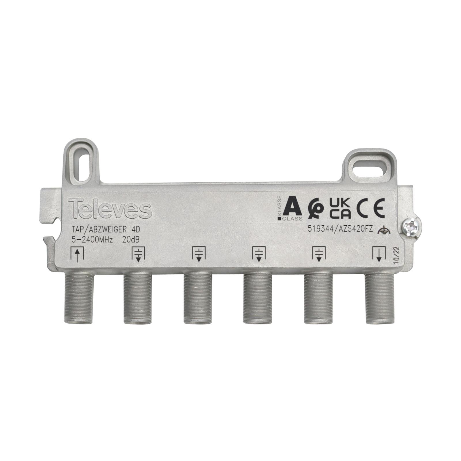 Derivador 5-2400MHz F 4D 19DB Interior con Paso DC (B -Plantas 4 y 5) 519344 — Televes — Televes