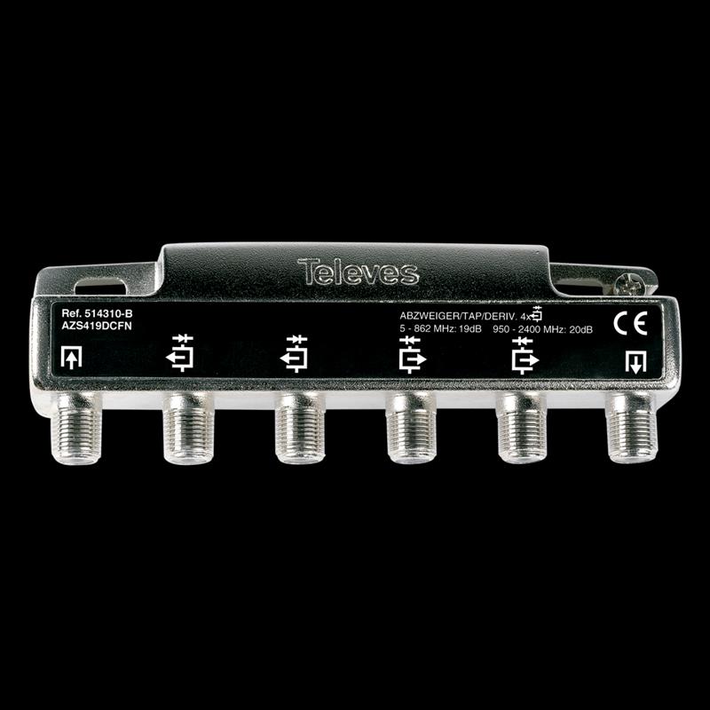 Derivador 5-2400MHz F 4D 19DB Interior C 514310 — Televes — Televes