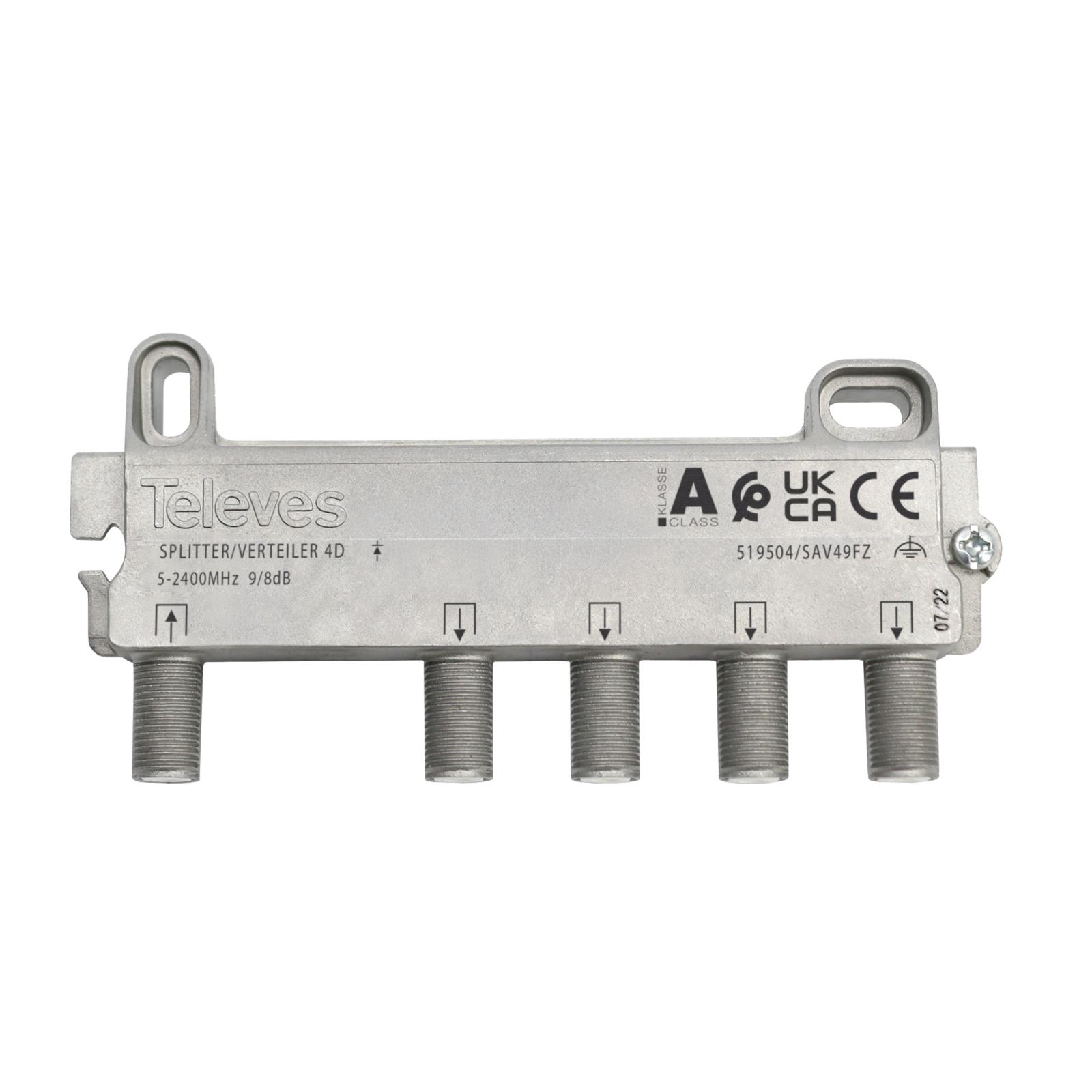 Repartidor 5-2400MHz F 4D 8/10DB Interior 519504 — Televes — Televes