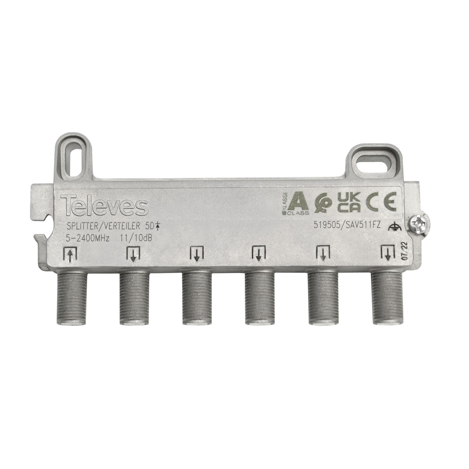 Repartidor 5-2400MHz F 5D 10/12DB Interior Zamak 519505 — Televes — Televes