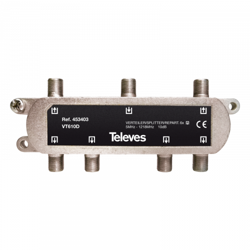 Repartidor 5-1218MHz F 6D 10DB Interior 453403 — Televes — Televes