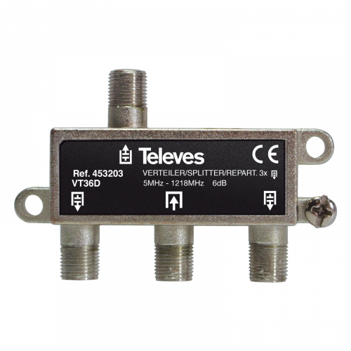 Repartidor 5-1218MHz F 3D 6DB Interior 453203 — Televes — Televes