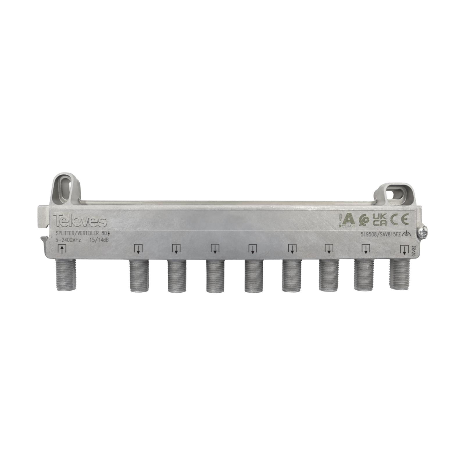 Repartidor 5-2400MHz F 8D 12/15DB Interior Zamak 519508 — Televes — Televes