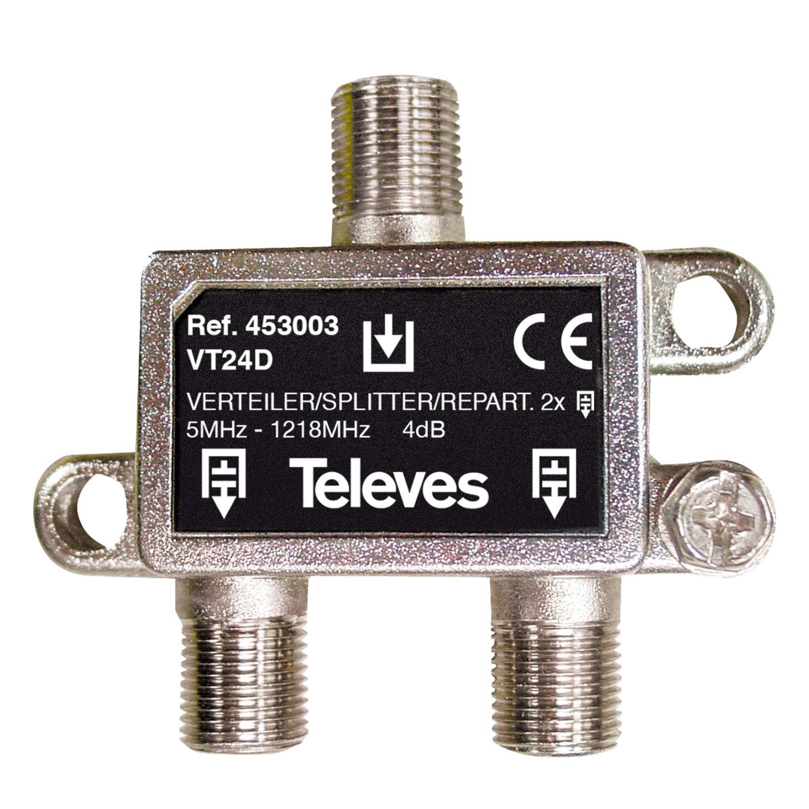 Repartidor 5-1218MHz F 2D 4DB Interior 453003 — Televes — Televes