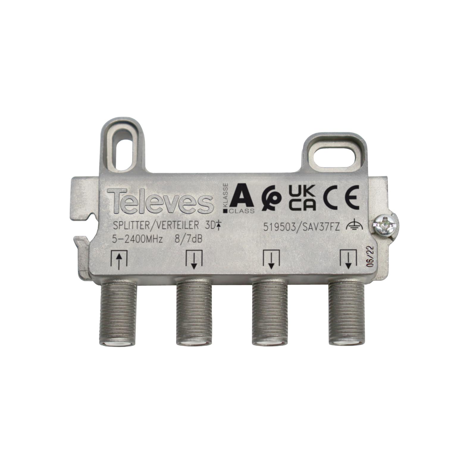 Repartidor 5-2400MHz F 3D 7/9DB Interior Zamak 519503 — Televes — Televes
