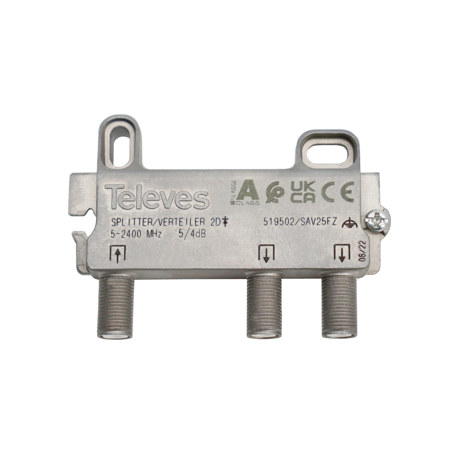 Repartidor 5-2400MHz F 2D 4/5DB Interior Zamak 519502 — Televes — Televes