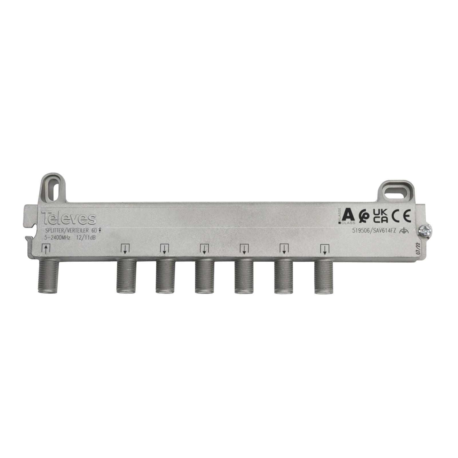 Repartidor 5-2400MHz F 6D 11/14DB Interior Zamak 519506 — Televes — Televes