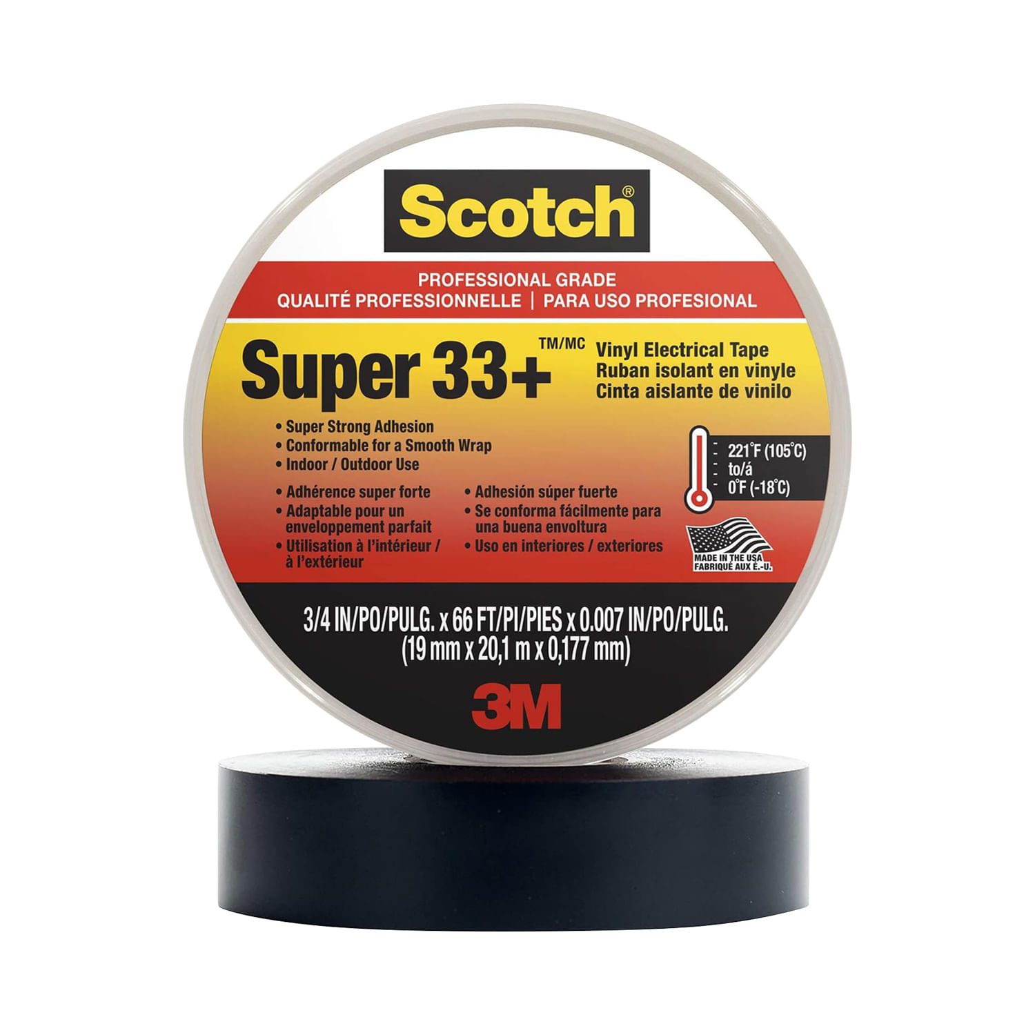 Cinta Aislante Vinilica 3/4″X 20MTS Negra 33+ 8061120701 3M (138090) — 3M