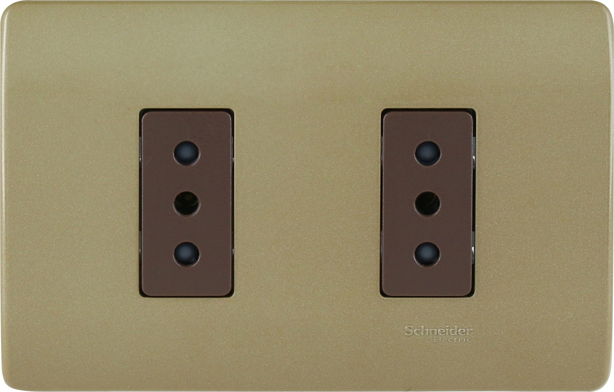 Enchufe Doble 2P+T 10A 250V Armado Dorado/cafÉ Genesis MWD130347819 (145217) — SCHNEIDER ELECTRIC
