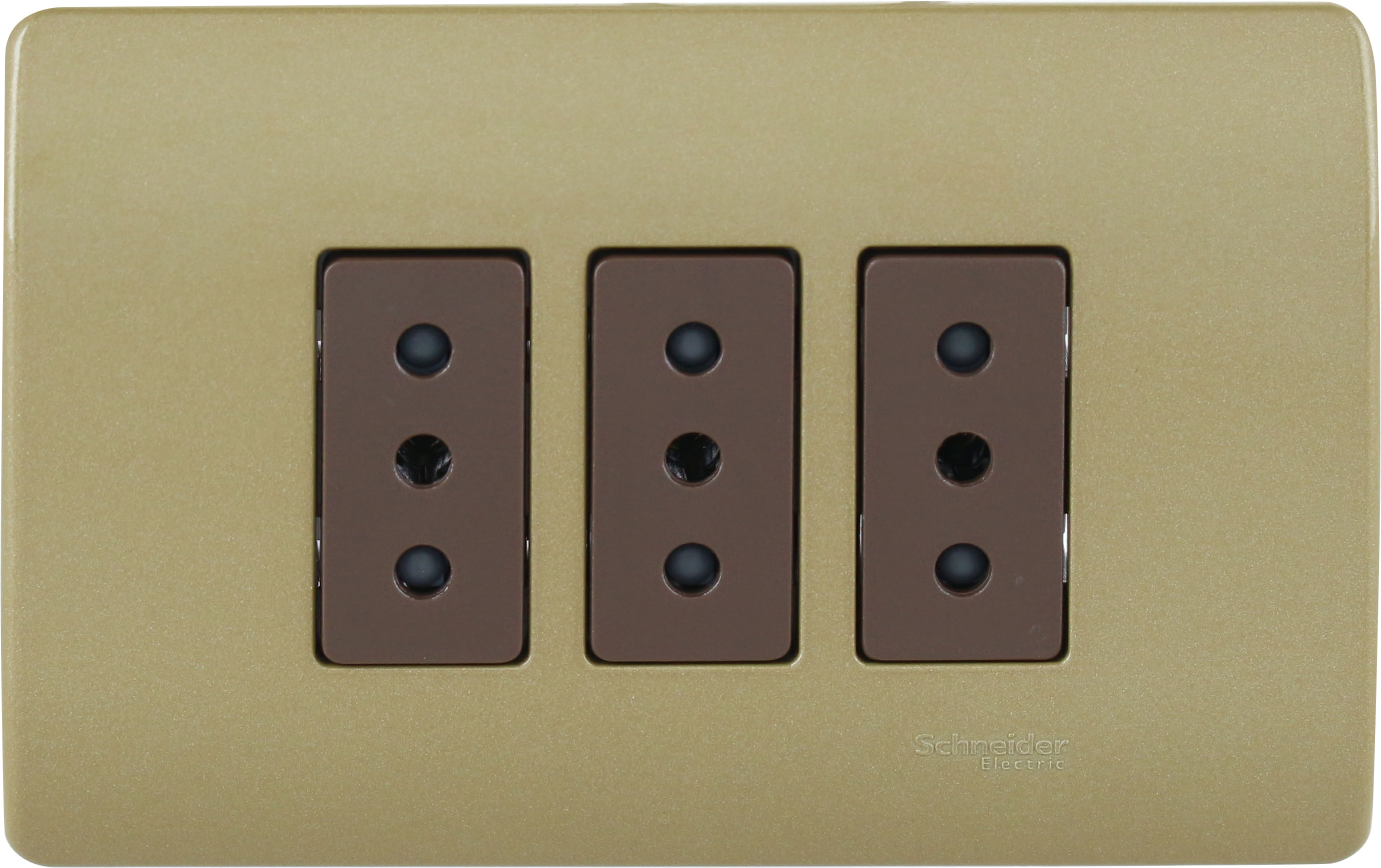 Enchufe Triple 2P+T 10A 250V Armado Dorado/cafÉ Genesis MWD130347818 (145617) — SCHNEIDER ELECTRIC