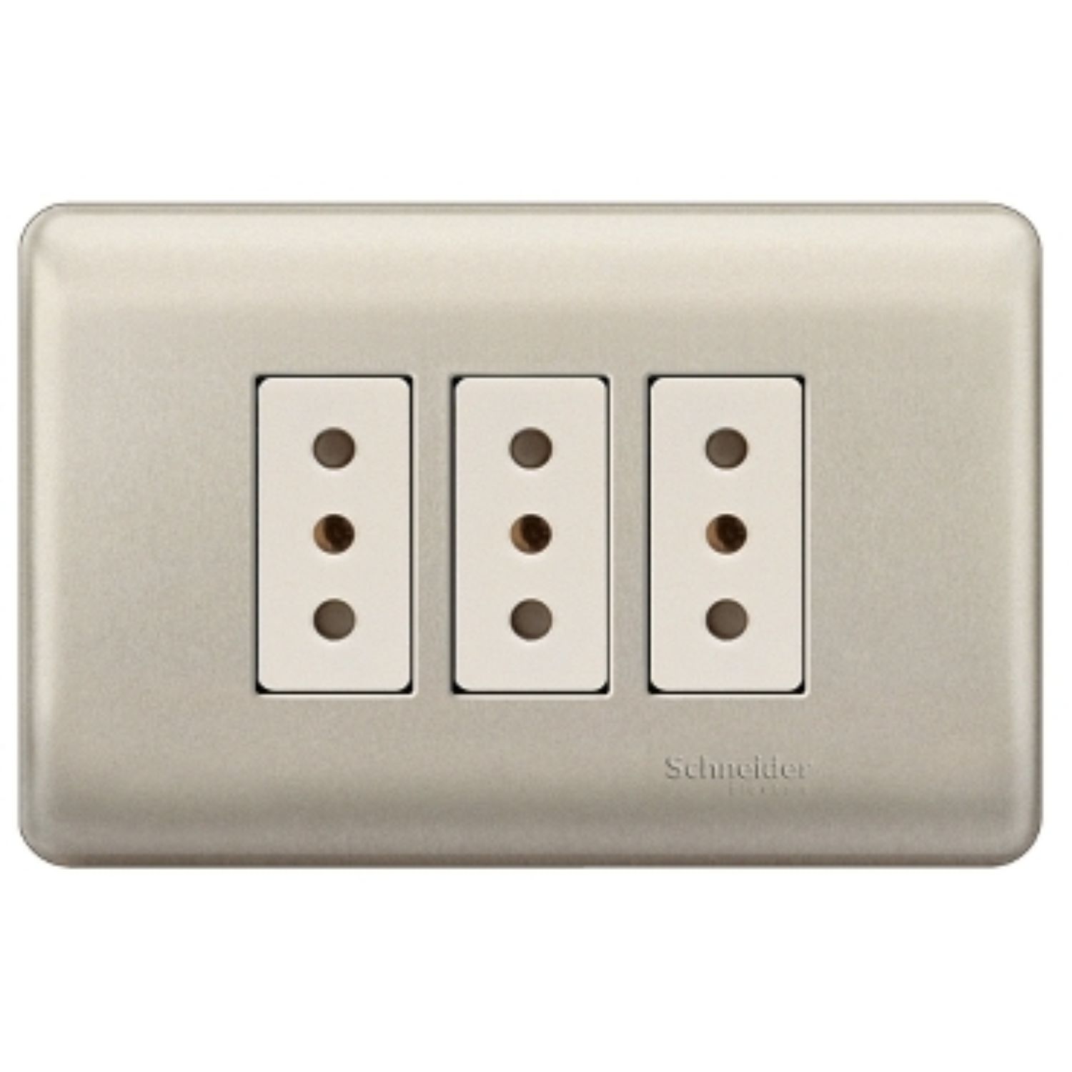 Enchufe Triple 2P+T 10A 250V Armado Niquel/beige Genesis MWD130347419 (145618) — SCHNEIDER ELECTRIC