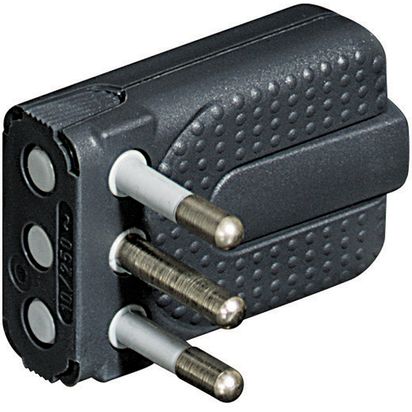 Enchufe Macho Volante 2P+T 10A Gris Corner S2465TGE (147735) — BTICINO