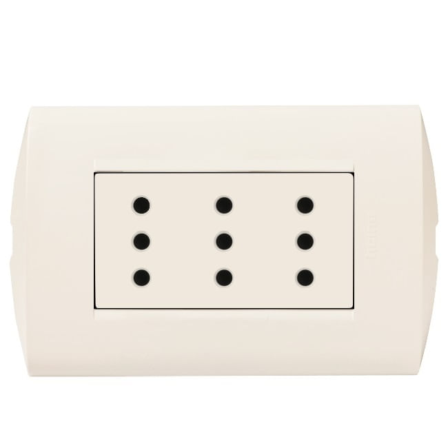 Enchufe Triplex 2P+T 10A Marfil Armado AE2113E3M Modus Style (148743) — BTicino