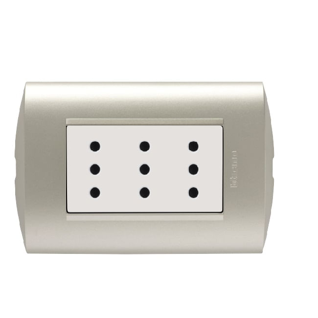 Enchufe Triplex 2P+T 10A Blanco/perla Armado AE2113E3BNA Modus Style (148768) — BTicino