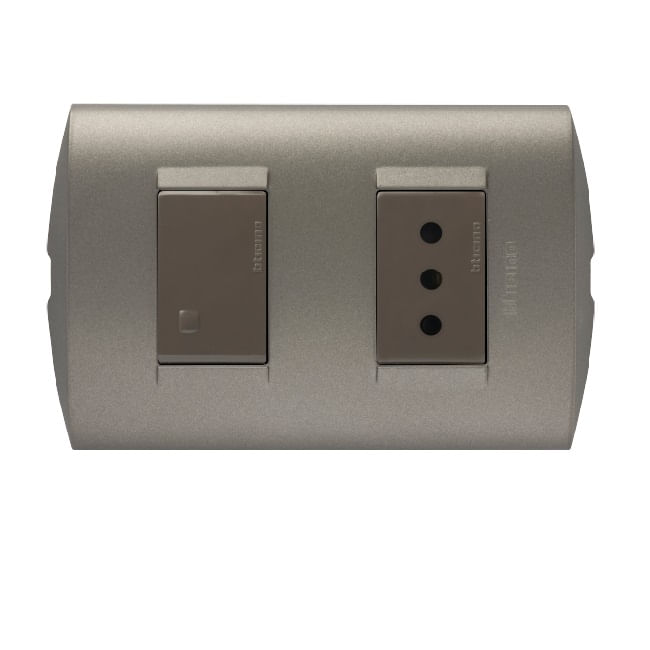 Interruptor 9/12+TOMA 10A Mink/terra Armado AE2203EGTI Modus Style (148794) — BTicino