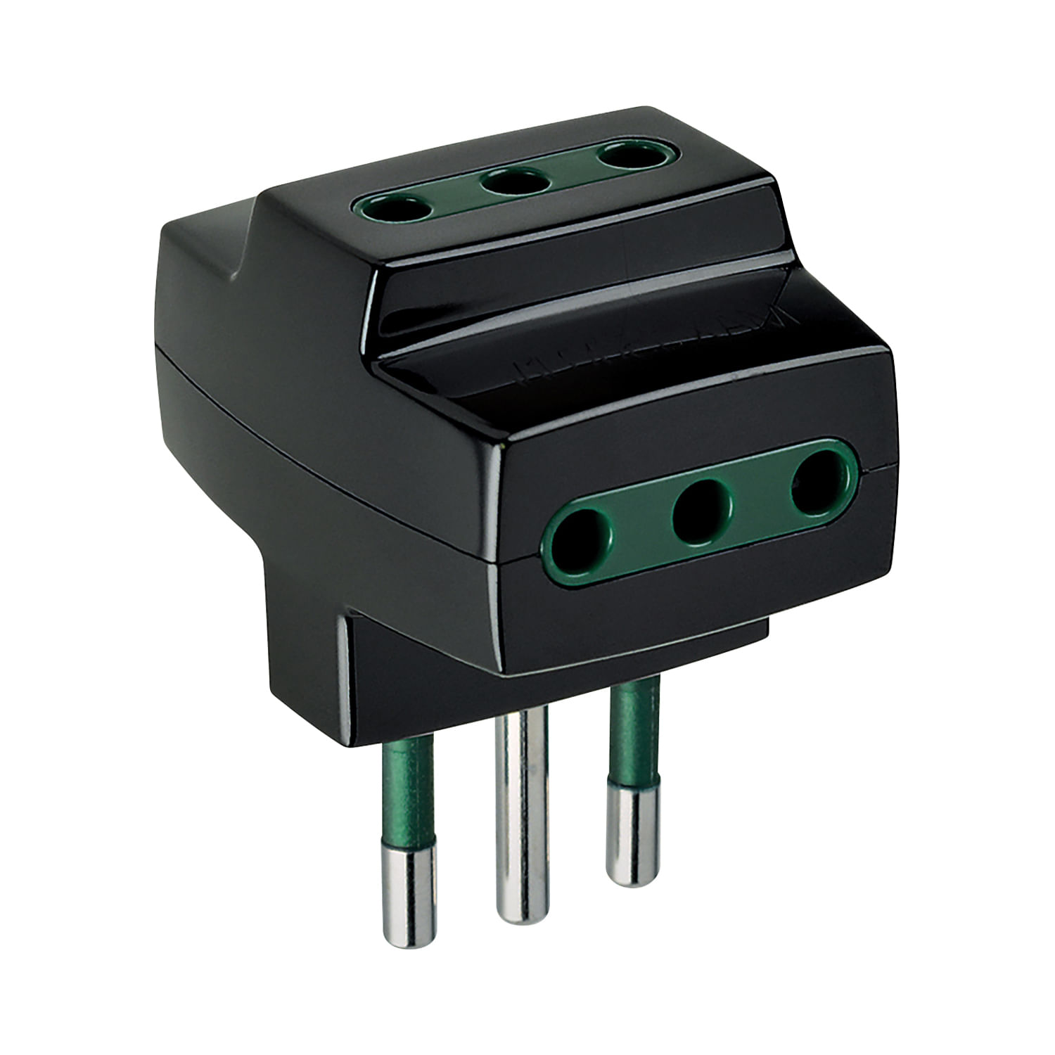 Adaptador Triple 2P+T 10A 250V S11 Negro 320 — Vimar — VIMAR
