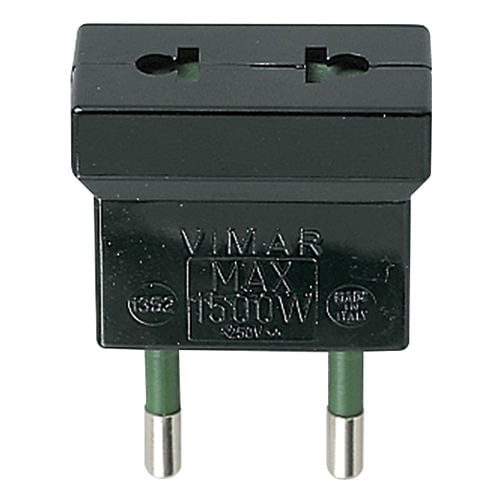 Adaptador euroamericano 2P 10A 250V S10 negro 1352 vimar — VIMAR