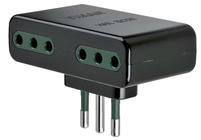 Adaptador Multiple 2P+T 10A 250V Pl S11 Negro 1161 — Vimar — VIMAR