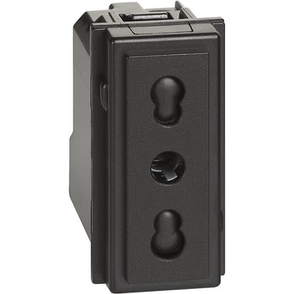 Módulo Enchufe 2P+T 10/16A 250VAC Negro KG4180 — BTicino — BTicino