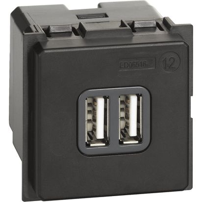 Módulo Cargador Doble Tipo a USB 2,4A 230VAC 2 Módulos K4285C2 — BTicino — BTicino