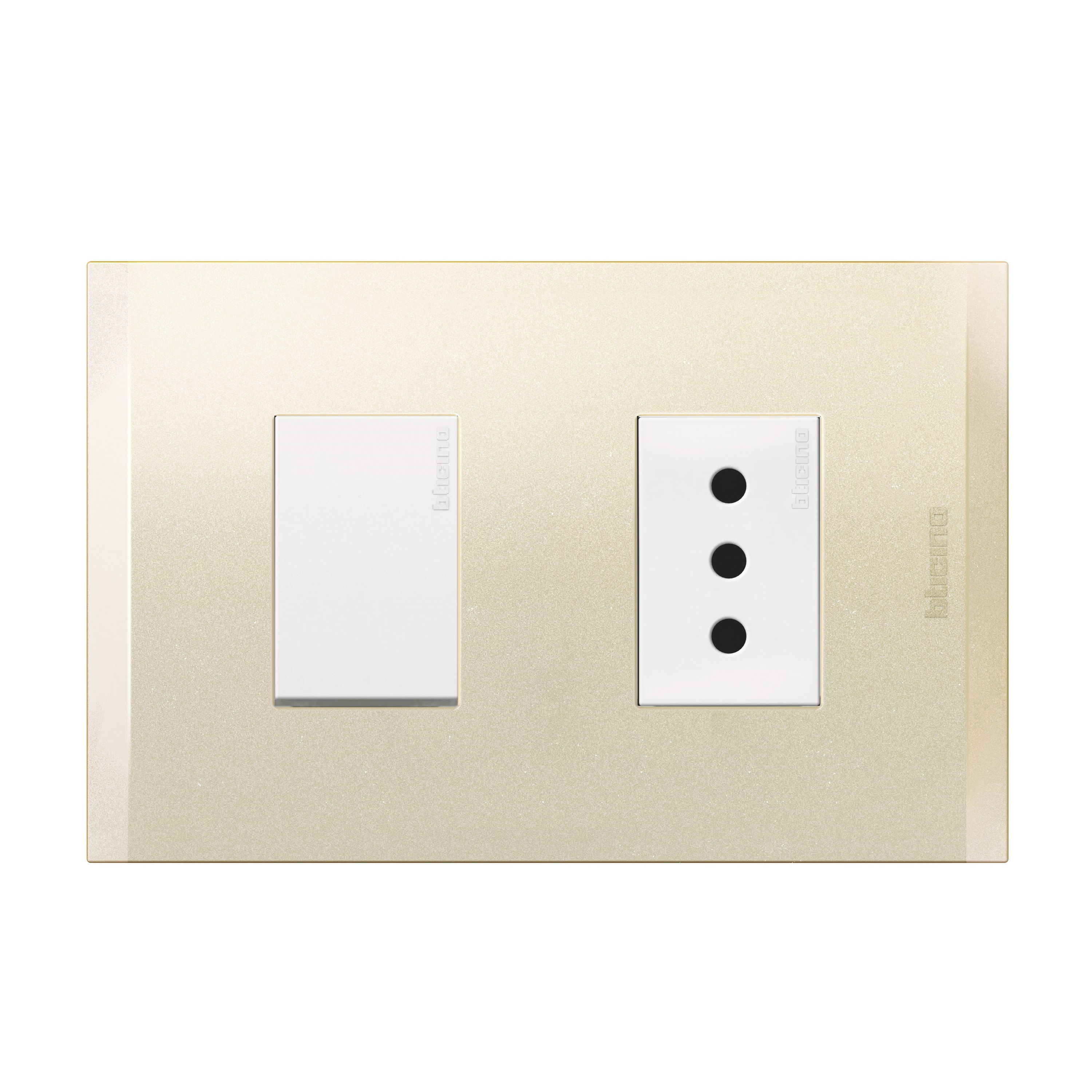 Interruptor 9/12 10AX+ENCHUFE 2P+T 10A 250V Blanco Perla Nobile AF2203EBNA (149485) — BTICINO