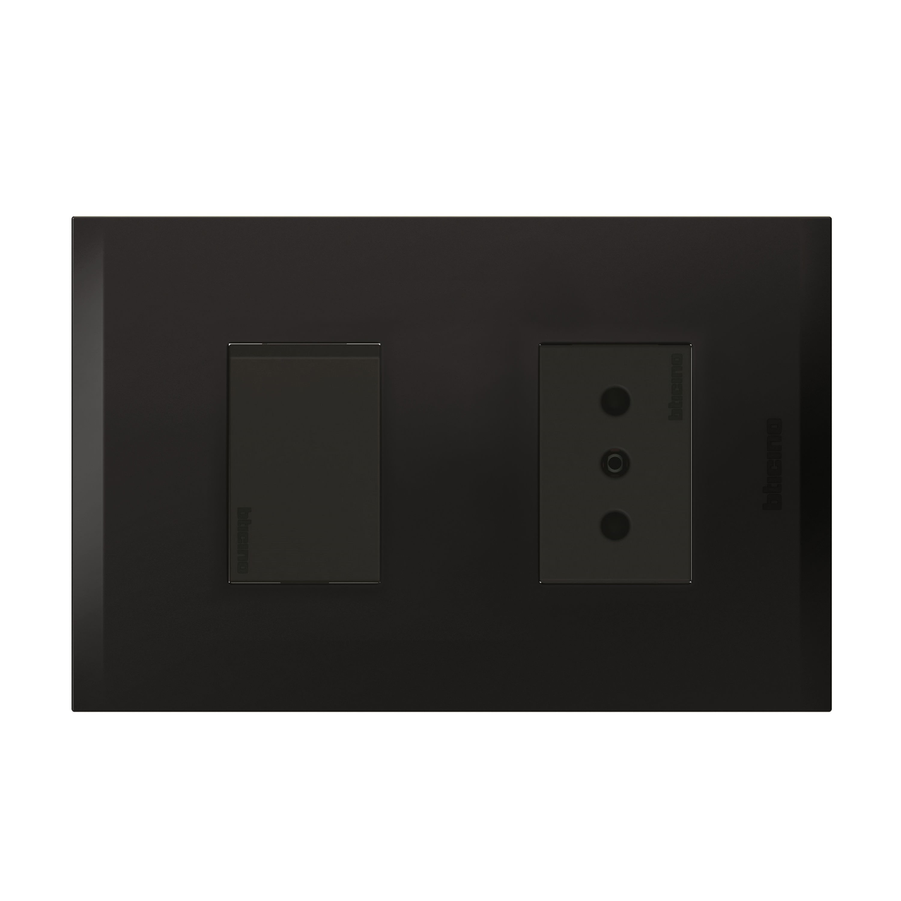 Interruptor 9/12 10AX+ENCHUFE 2P+T 10A 250V Antracita Black Nobile AF2203EANG (149487) — BTICINO