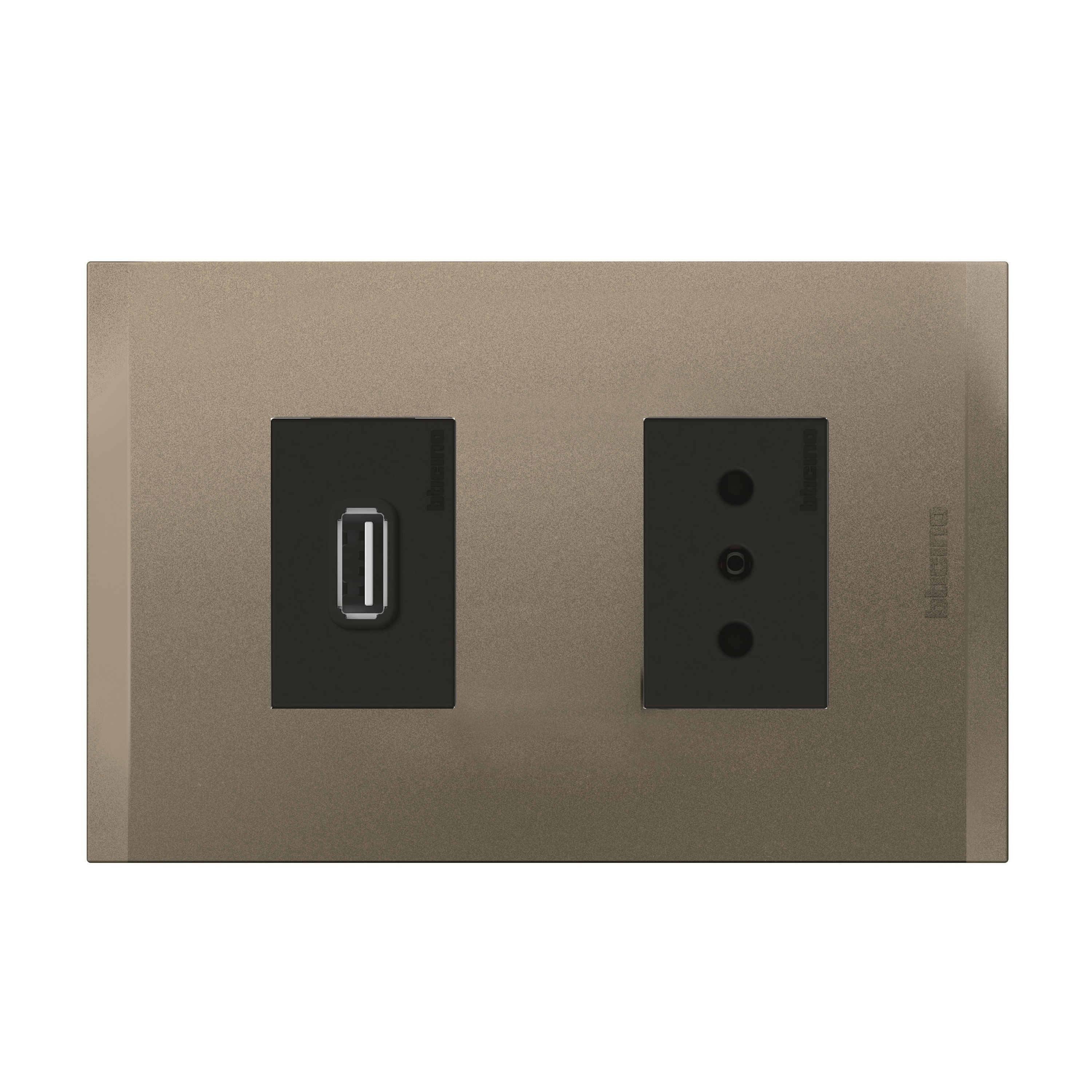 Cargador USB a+ Enchufe 2P+T 10A 250V Antracita Terra Nobile AF2270USBEATI (149512) — BTicino