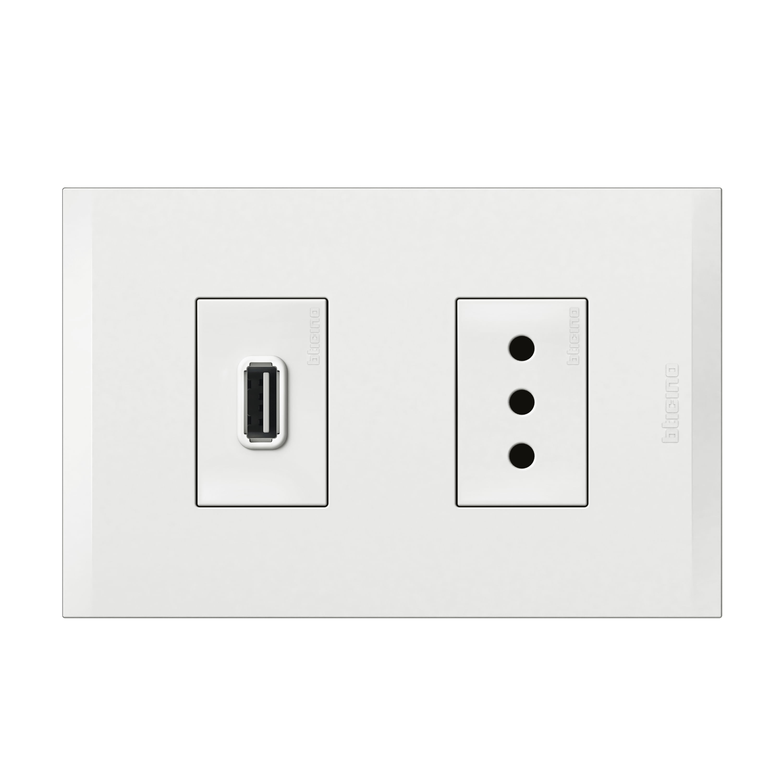Cargador USB a+ Enchufe 2P+T 10A 250V Blanco Blanco Nobile AF2270USBEB (149513) — BTicino