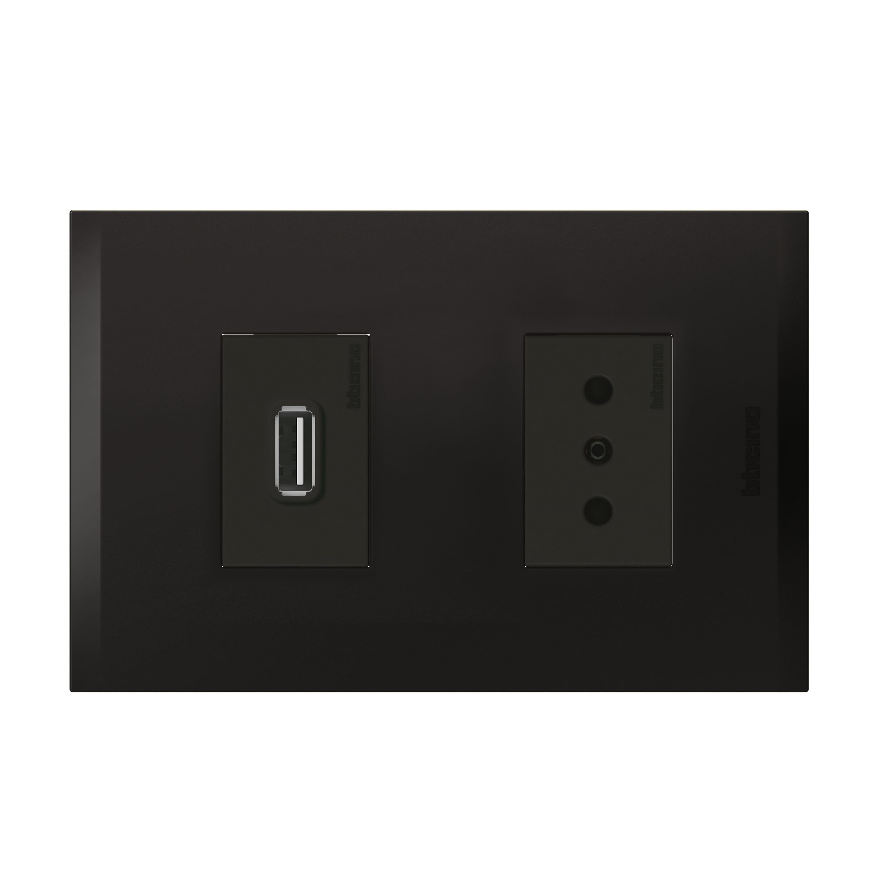 Cargador USB a+ Enchufe 2P+T 10A 250V Antracita Black Nobile AF2270USBEANG (149515) — BTICINO