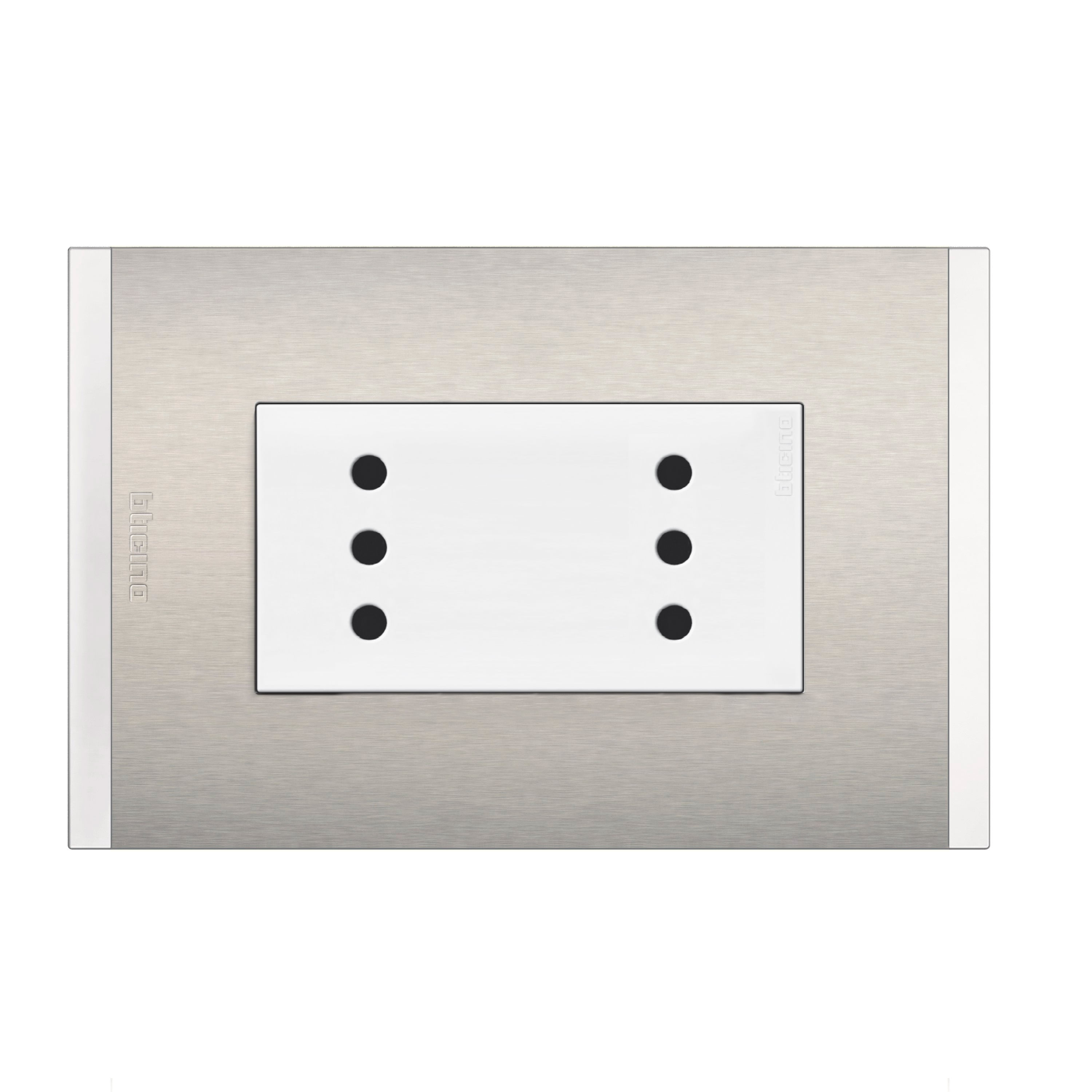 Enchufe Duplex 2P+T 10A 250V Metal Aluminio Nobile AF2113E2BMN (149525) — BTICINO