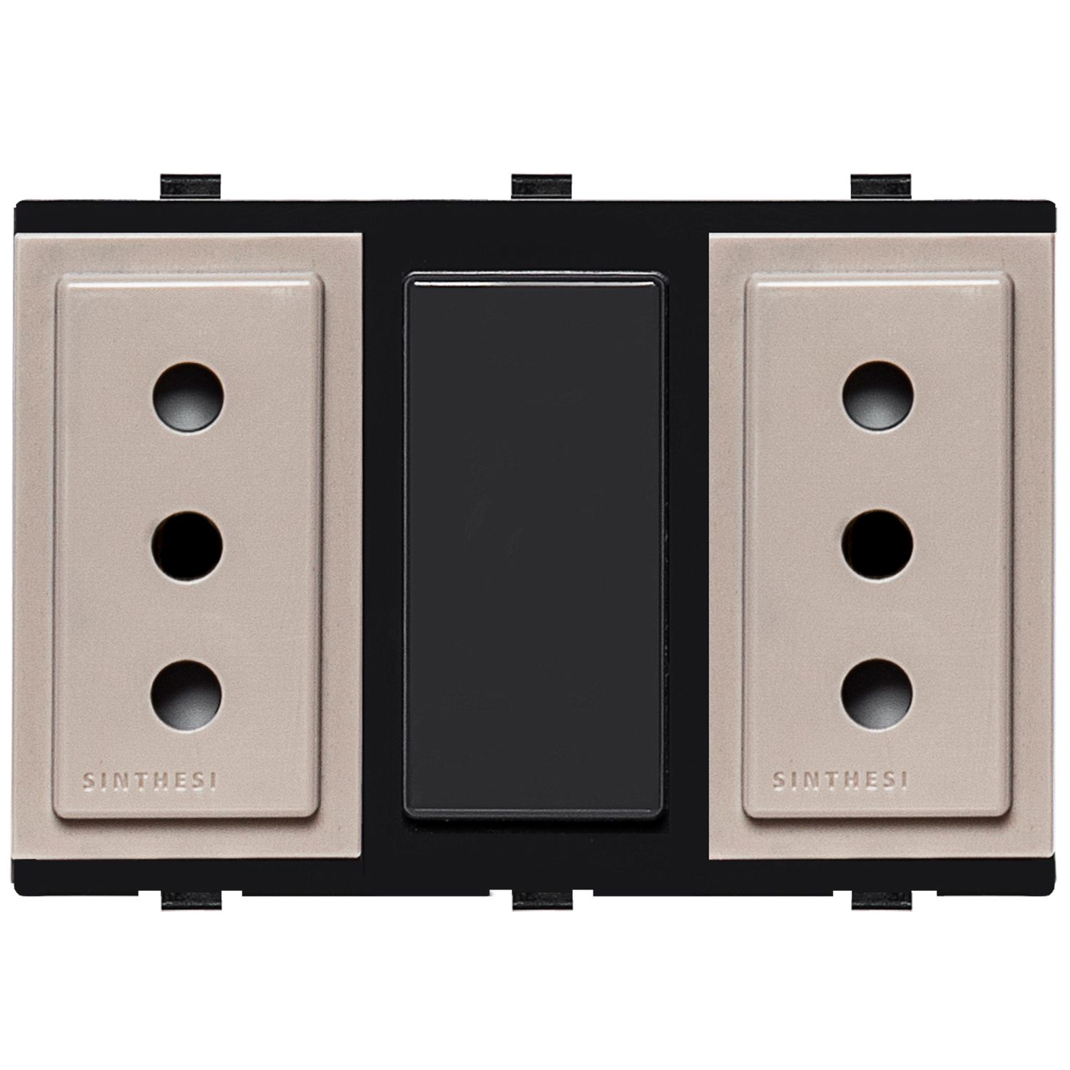 Módulo Tomacorriente Duplex 10A 250V 2P+T S17 Beige 173402 — Sinthesi — Sinthesi